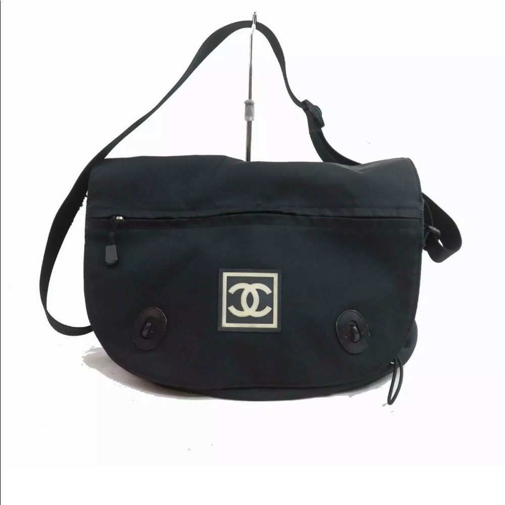 Chanel sport line Shoulder Bag  Black Canvas